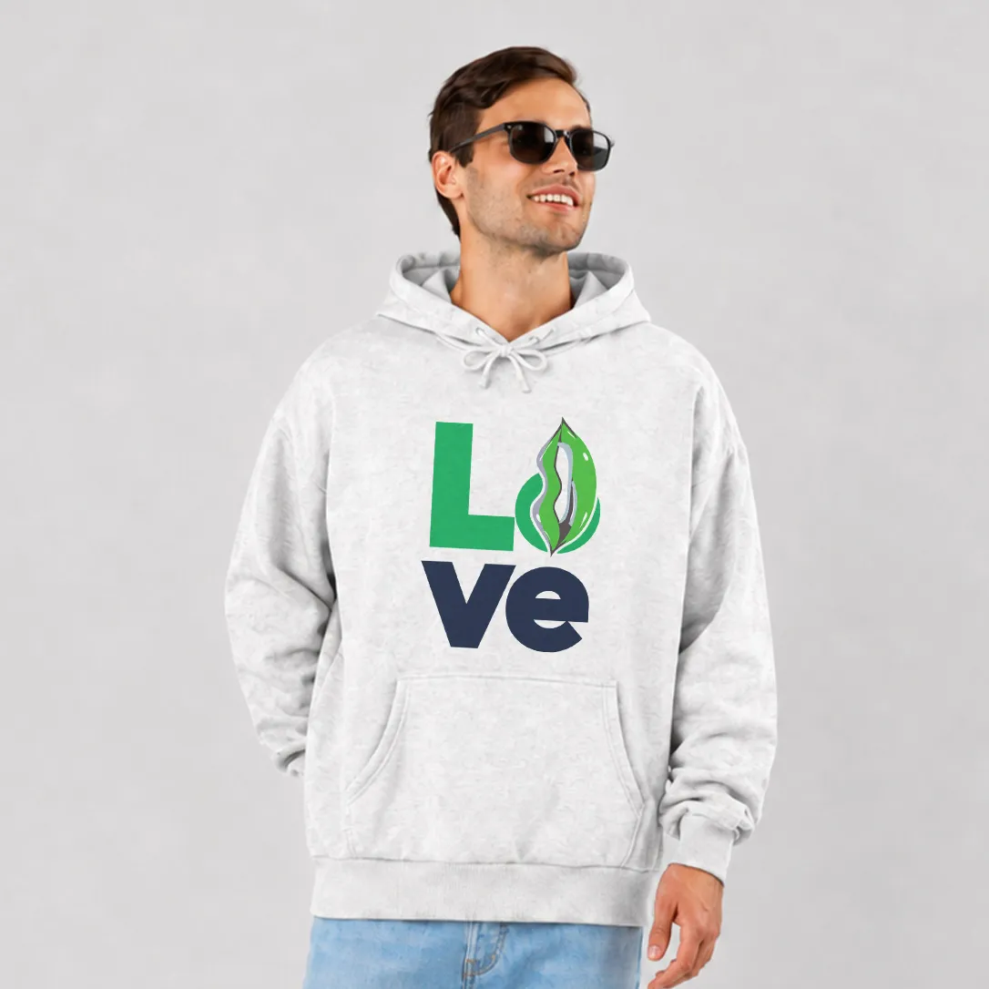 هودی عشق طرح تایپوگرافی Love با نماد برگ