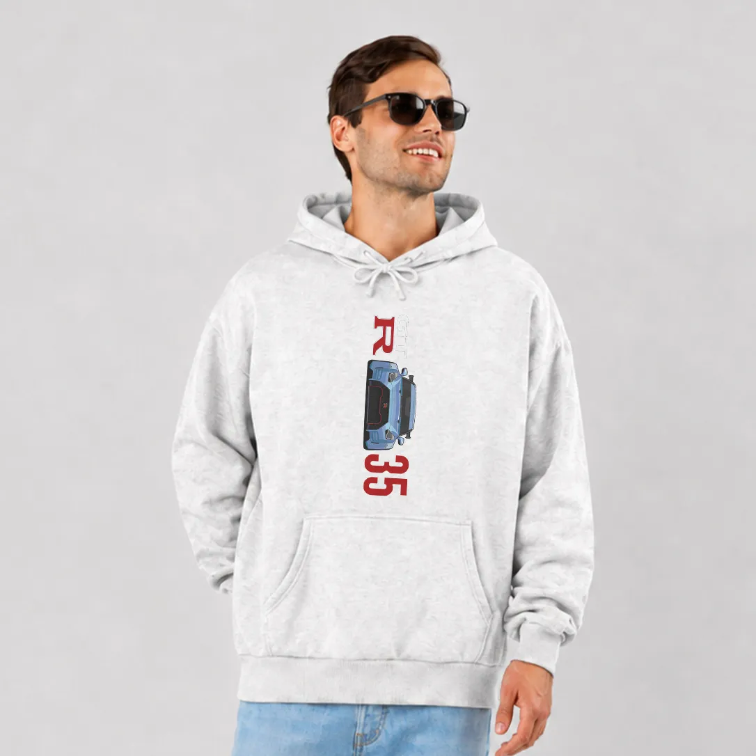 هودی نیسان GT-R R35 آبی طرح تایپوگرافی عمودی