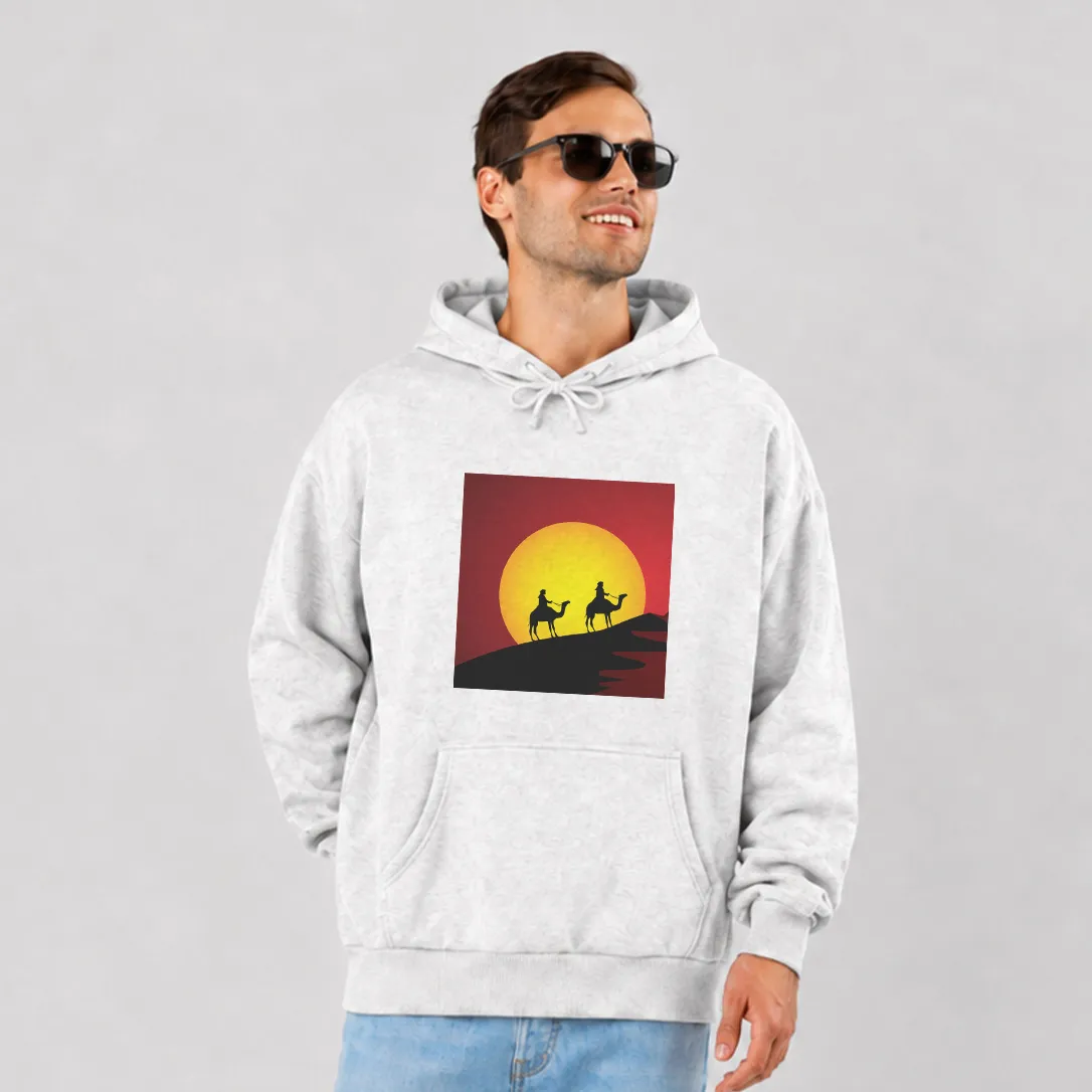 هودی طبیعت طرح شترها در غروب کویر