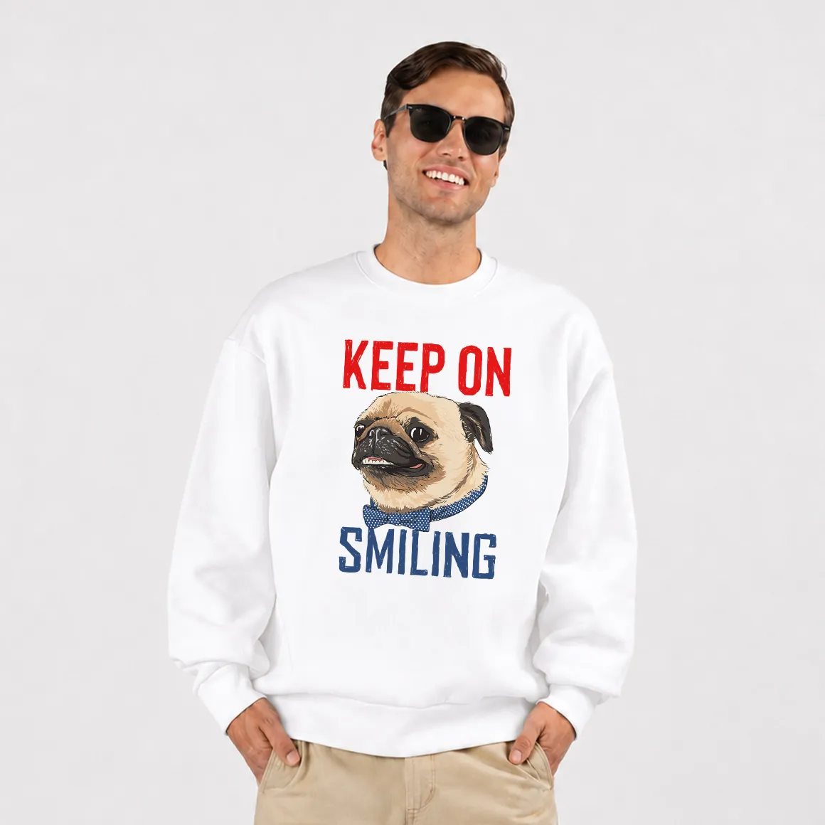 دورس سگ پاگ طرح نوشته Keep on Smiling