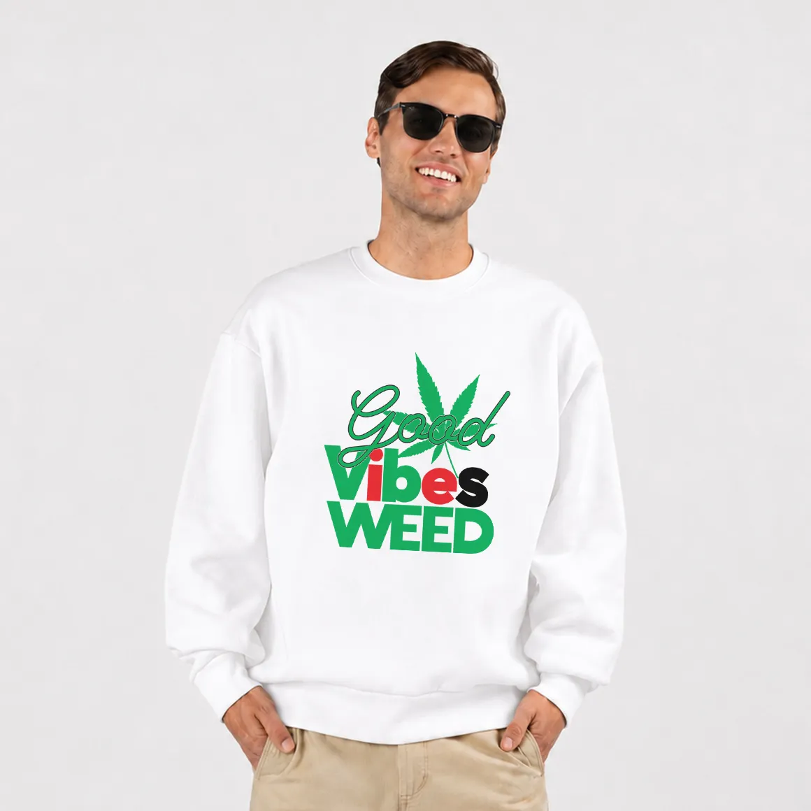 دورس طرح تایپوگرافی Good Vibes Weed با برگ