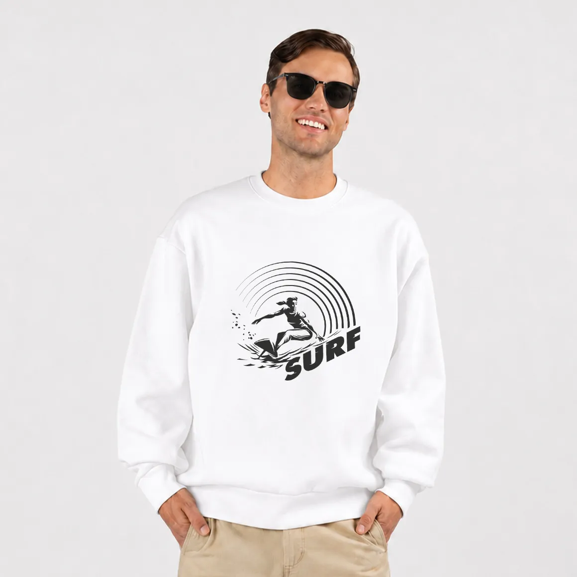 دورس موج‌سواری طرح سیلوئت با نوشته Surf