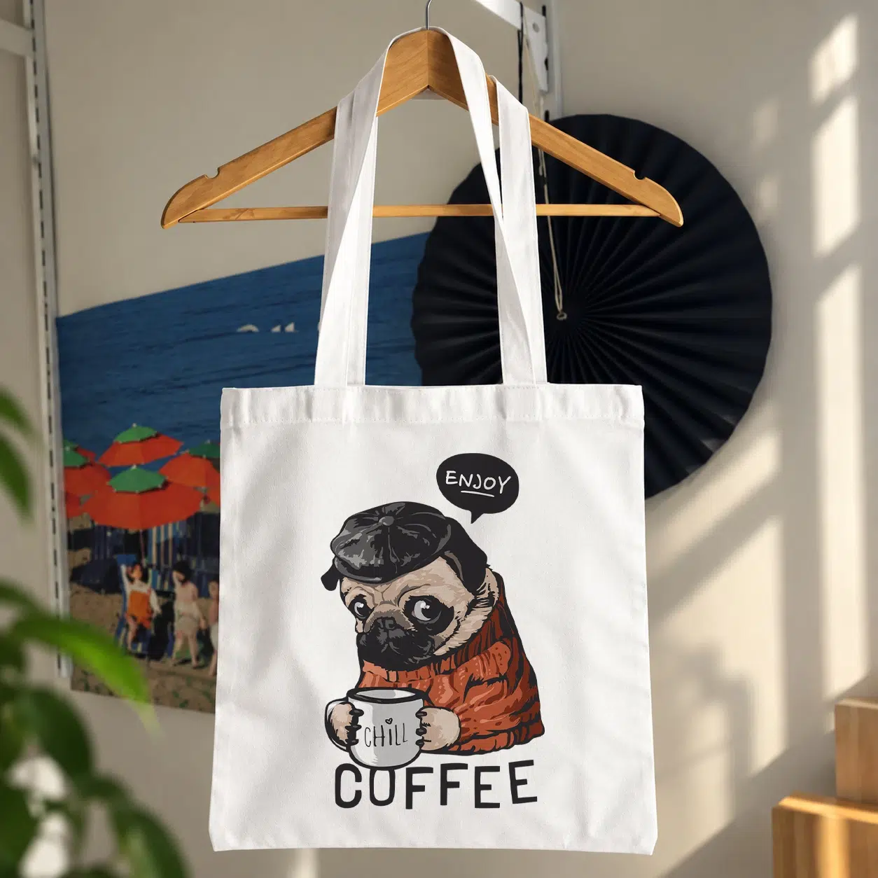 توت بگ سگ قهوه‌خور طرح Chill Coffee