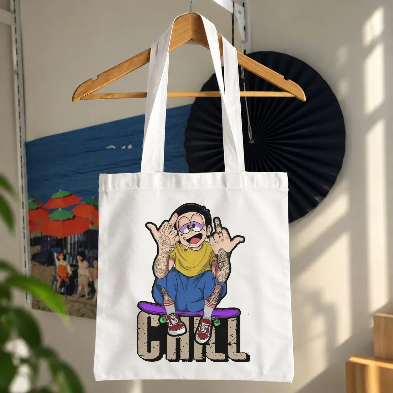 توت بگ شخصیت کارتونی طرح Chill و اسکیت‌بورد