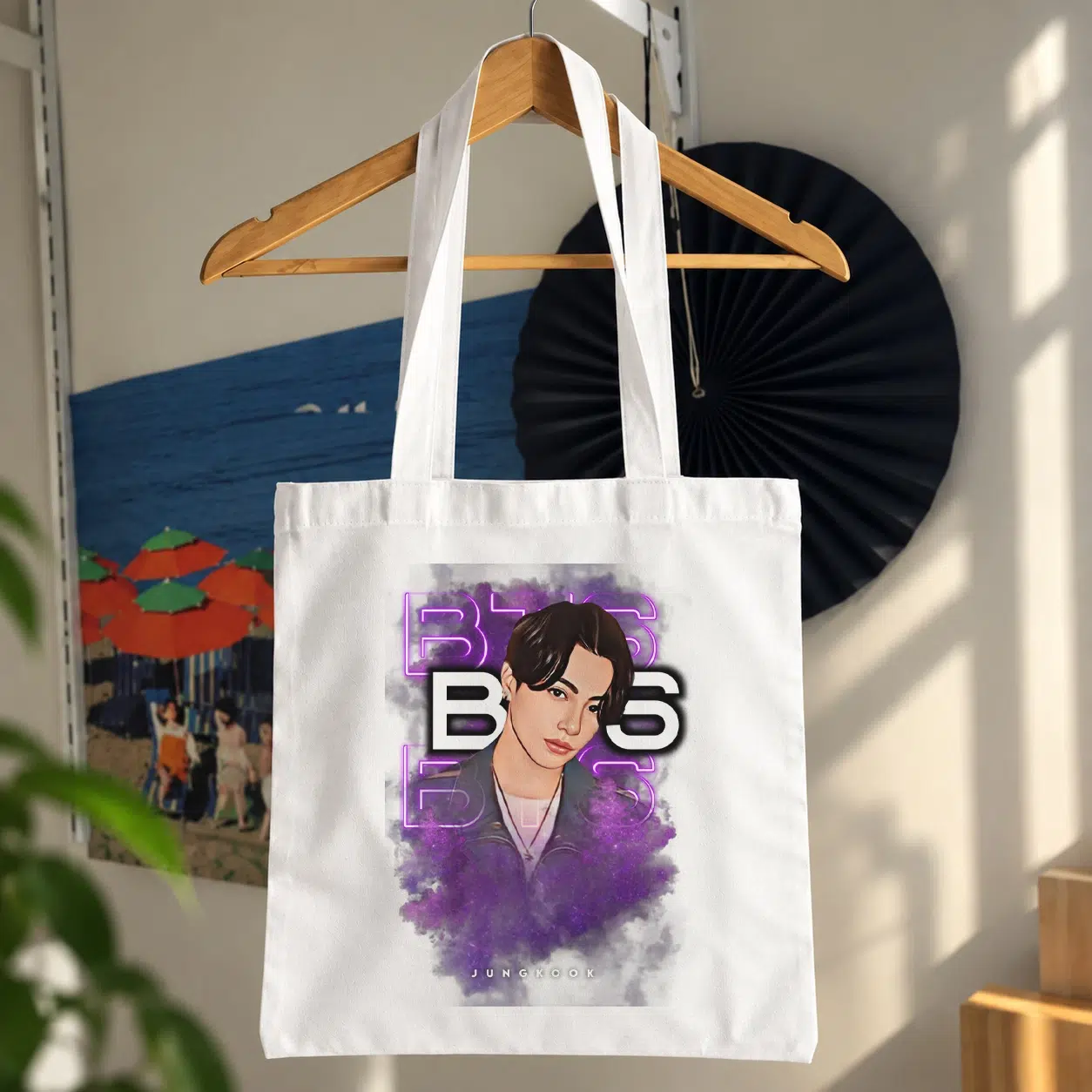 توت بگ گروه بی‌تی‌اس طرح عضو گروه با پس‌زمینه بنفش کد 12113