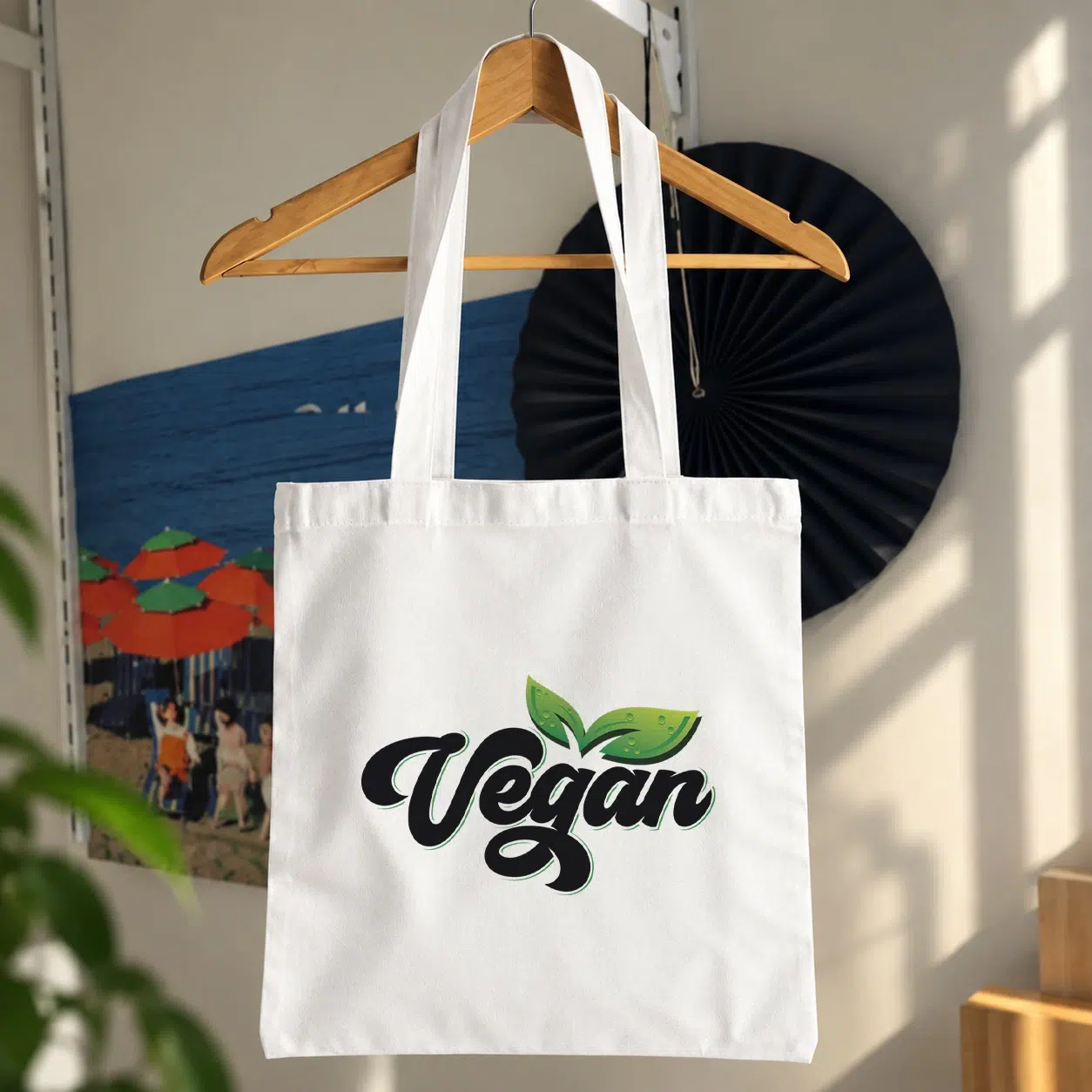 توت بگ وگان طرح تایپوگرافی برگ‌دار (Vegan)