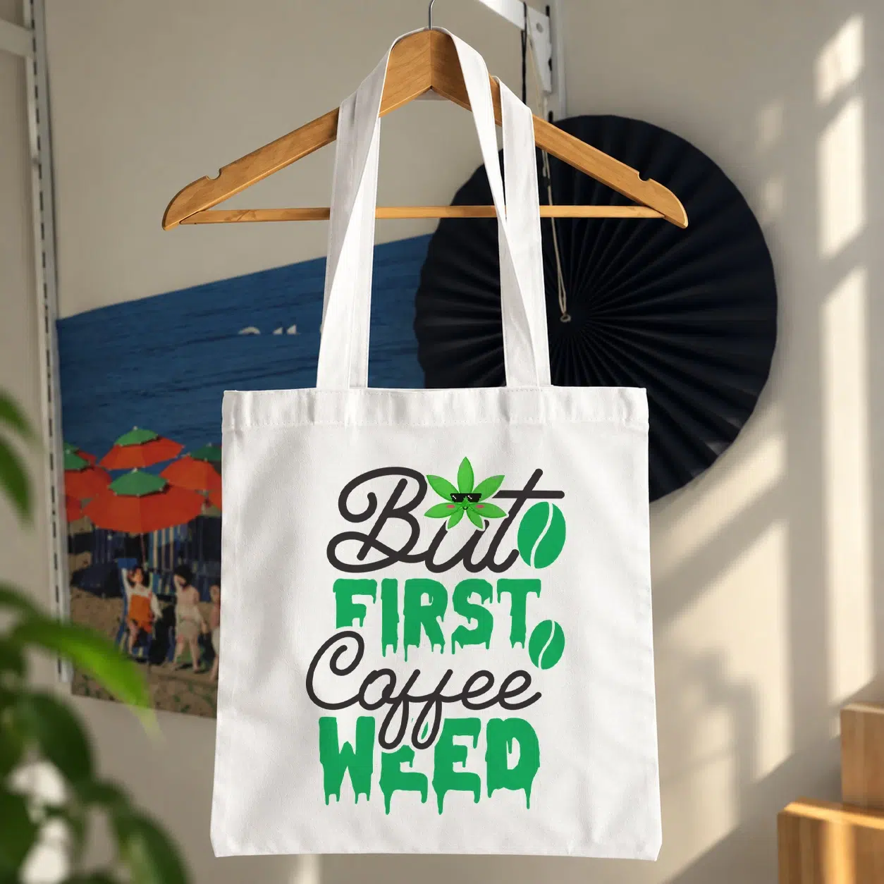توت بگ نوشته But First Coffee Weed