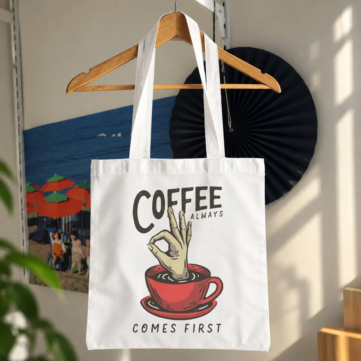 توت بگ قهوه طرح Coffee Always Comes First