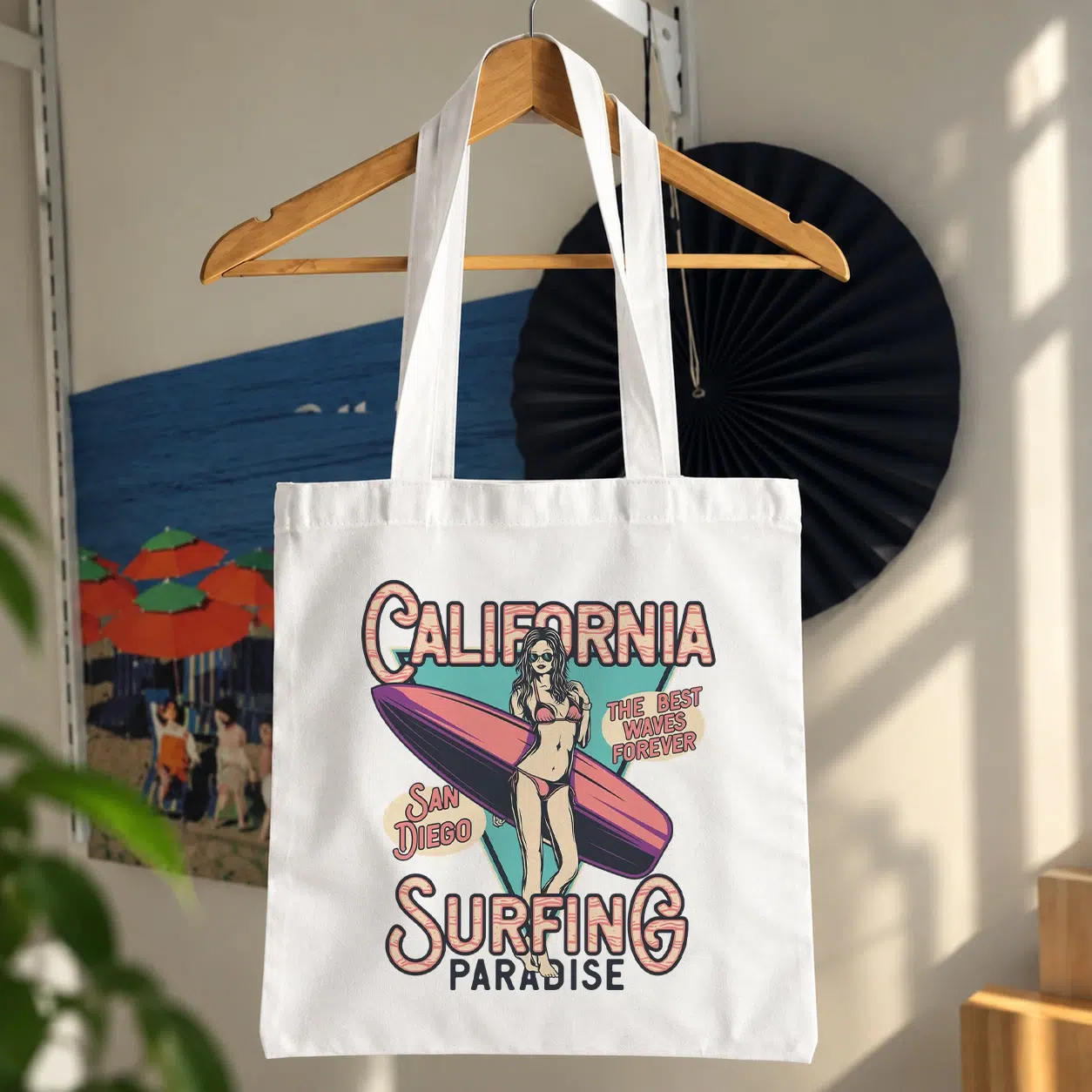 توت بگ طرح دختر موج‌سوار California Surfing Paradise کد 15367
