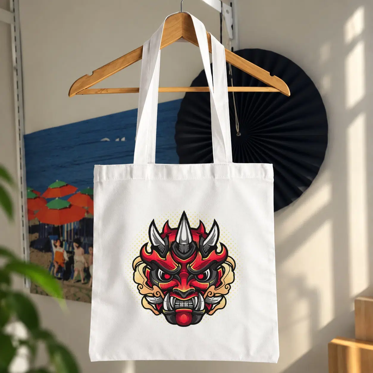 توت بگ ماسک اونی طرح قرمز شاخ‌دار (Oni Mask)