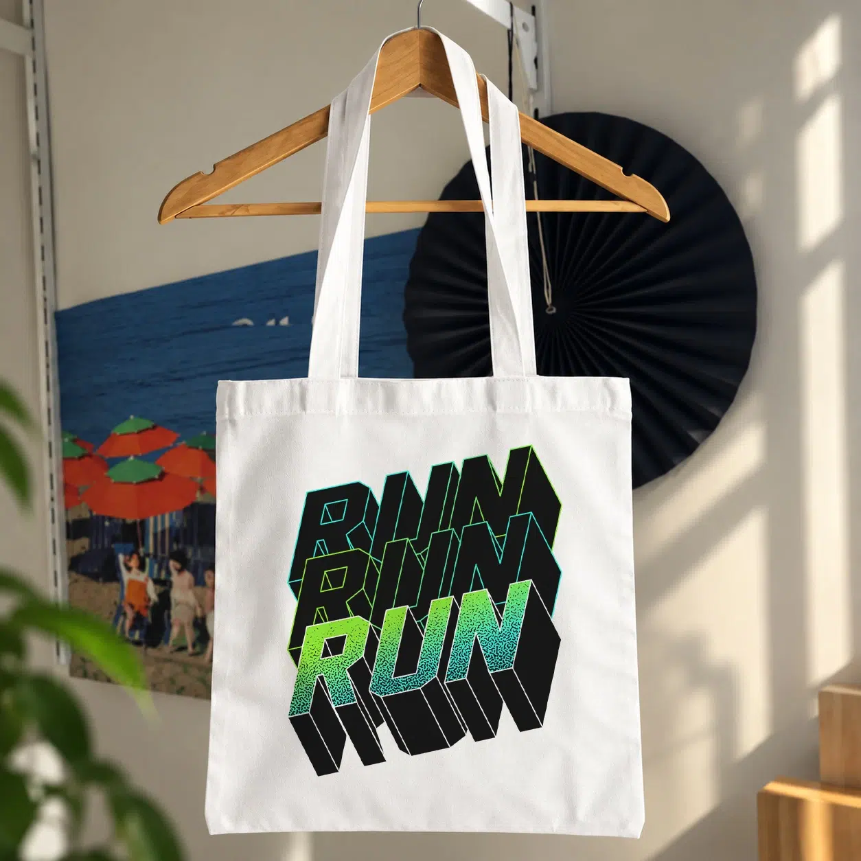 توت بگ تایپوگرافی سه‌بعدی Run Run Run سبز