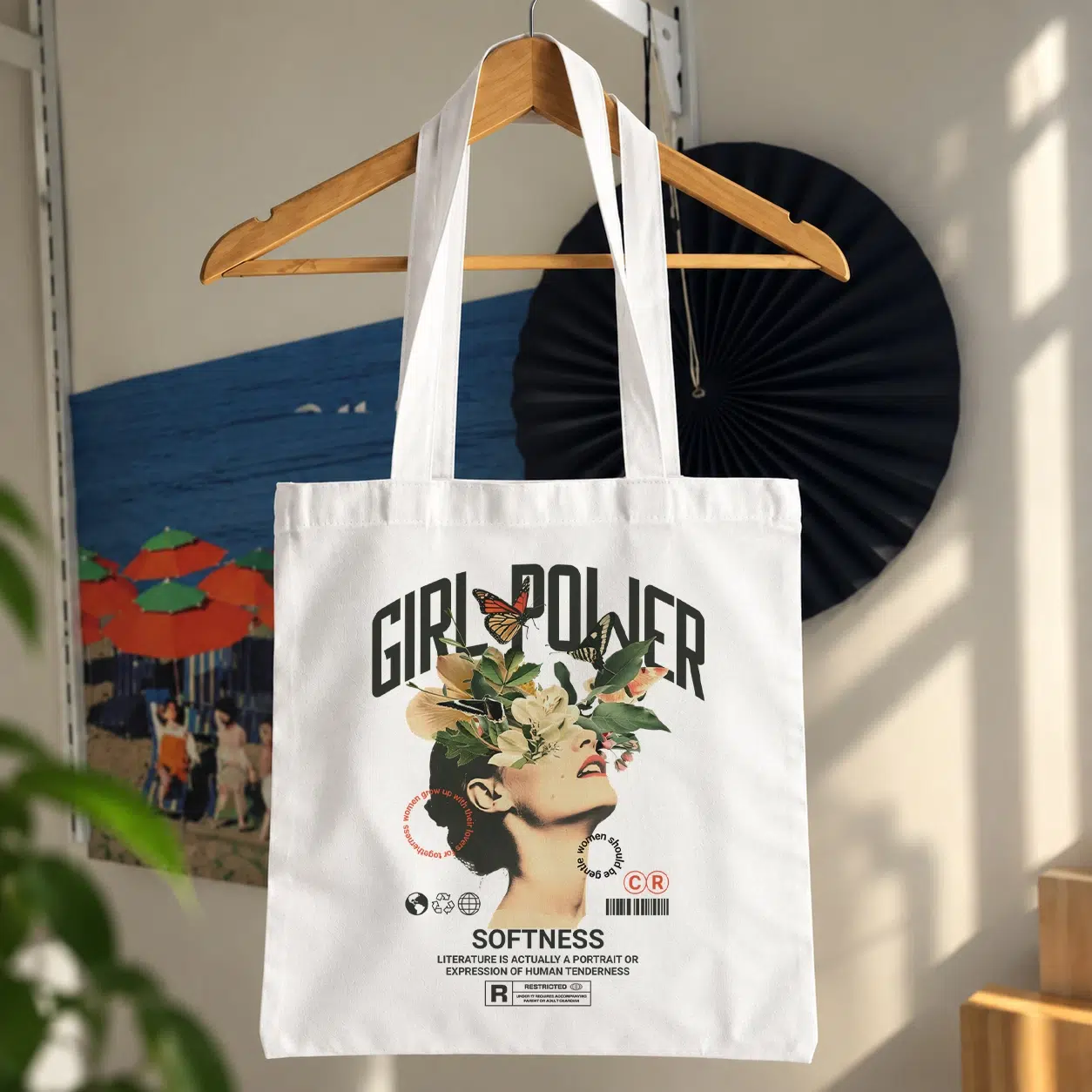 توت بگ دخترانه طرح گل و پروانه Girl Power