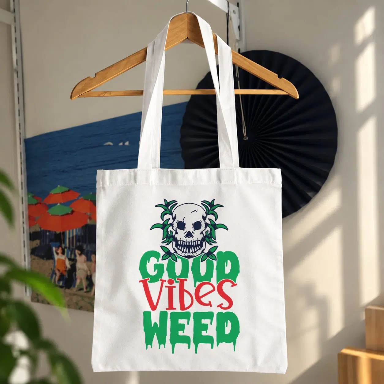 توت بگ جمجمه طرح برگ ماری‌جوانا Good Vibes Weed