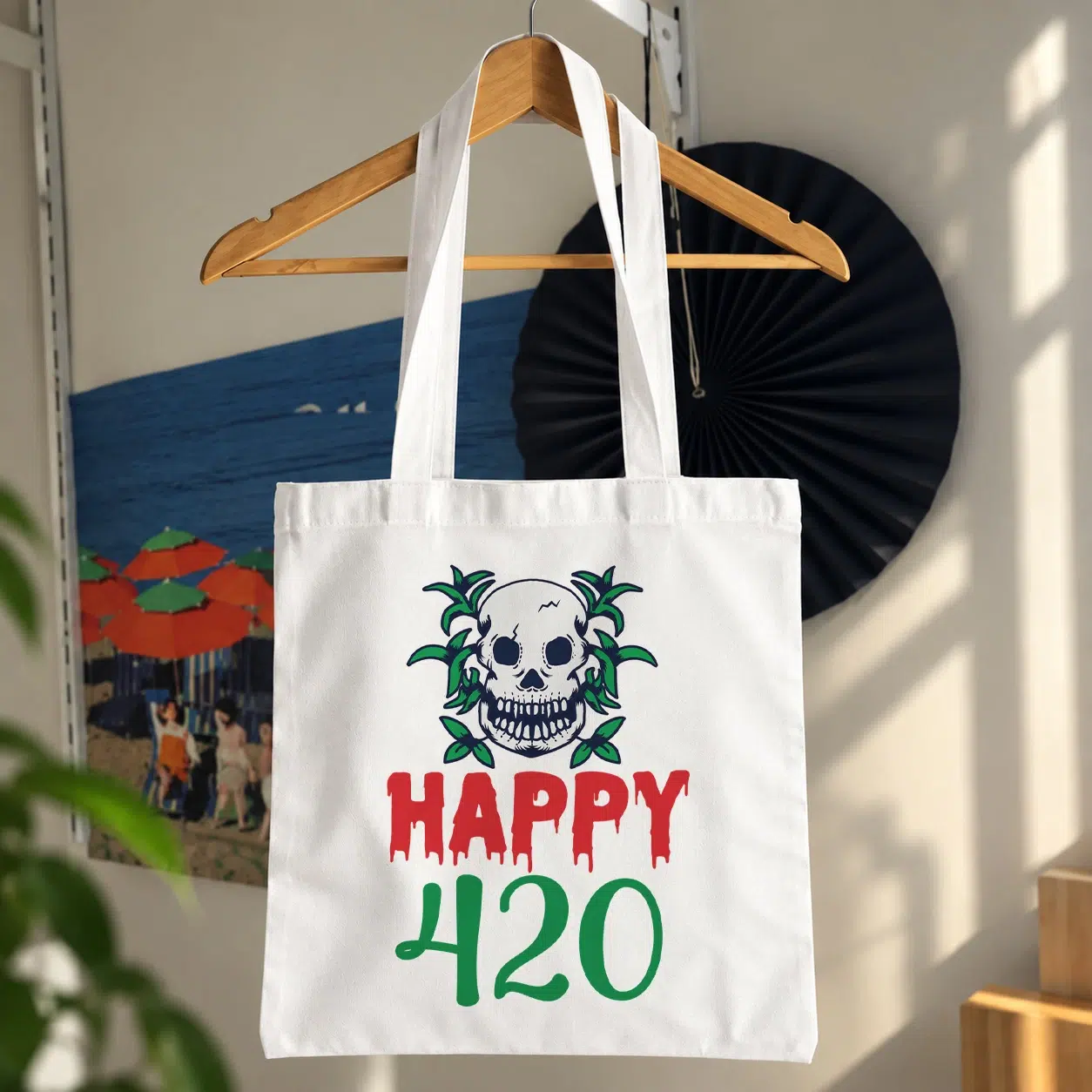 توت بگ ماری‌جوانا و جمجمه طرح Happy 420