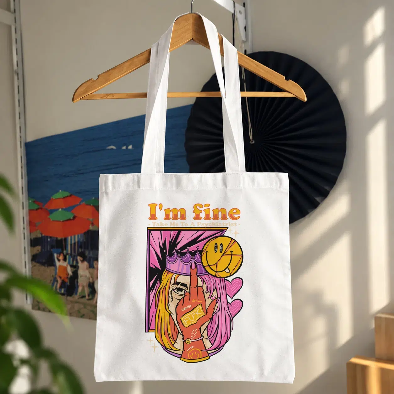 توت بگ کلاژ هنری نوشته I’m Fine