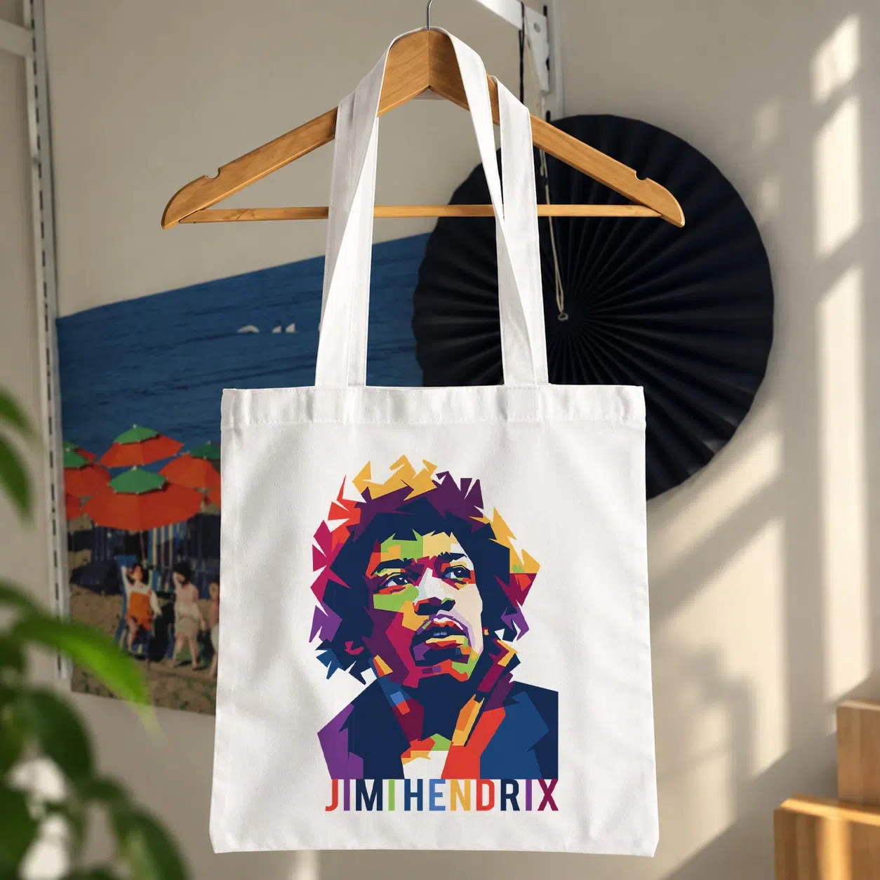 توت بگ جیمی هندریکس طرح پرتره هندسی رنگارنگ (Jimi Hendrix)