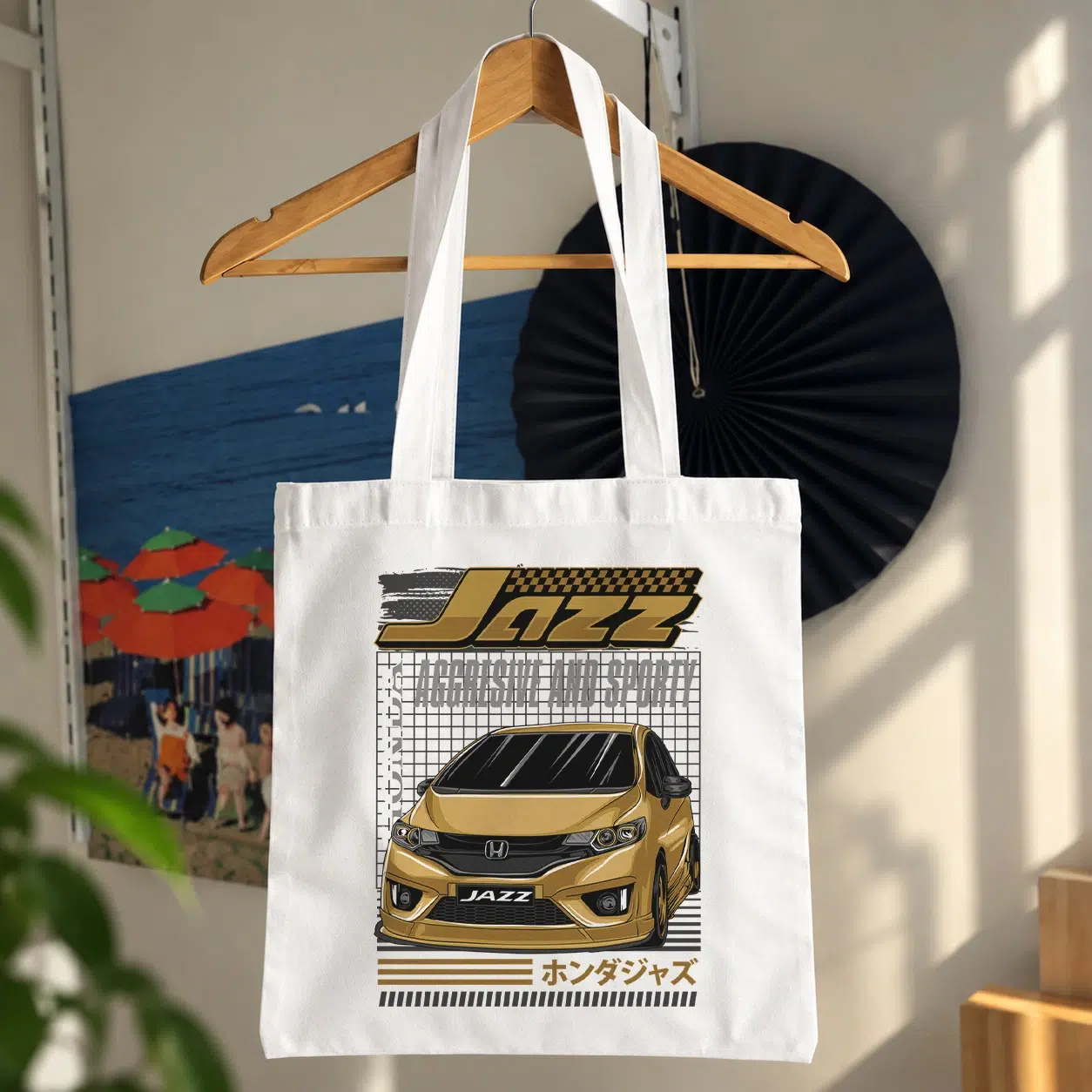 توت بگ هوندا جاز طرح ماشین زرد ژاپنی (Honda Jazz)