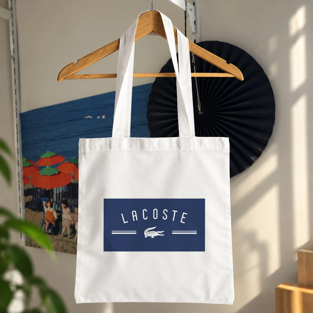 توت بگ لاکوست طرح لوگوی مستطیلی سرمه‌ای (Lacoste)