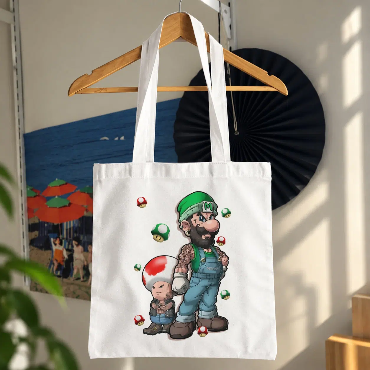 توت بگ سوپر ماریو طرح لوئیجی و قارچ‌ها (Luigi)