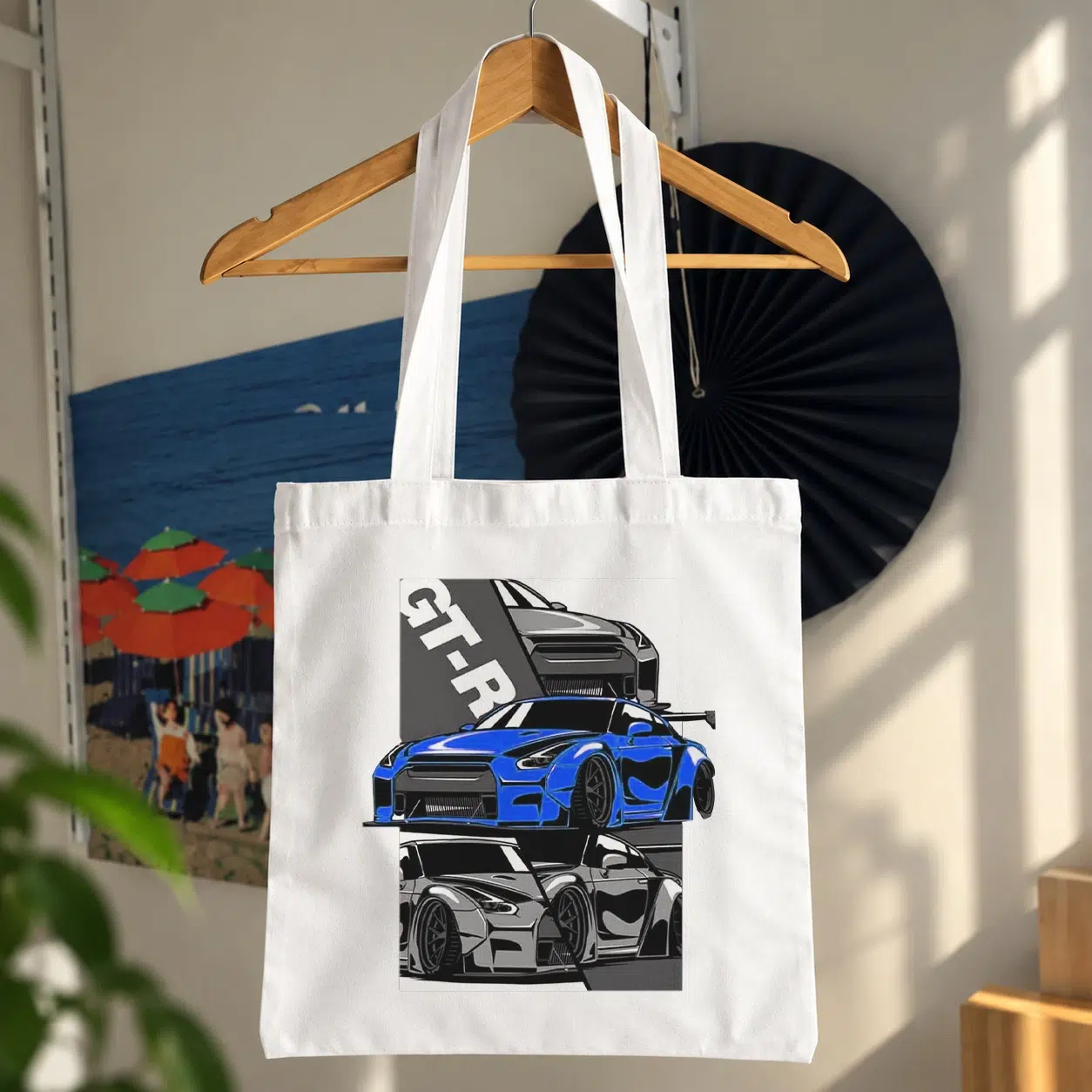 توت بگ نیسان GT-R آبی طرح نمای جلو و عقب