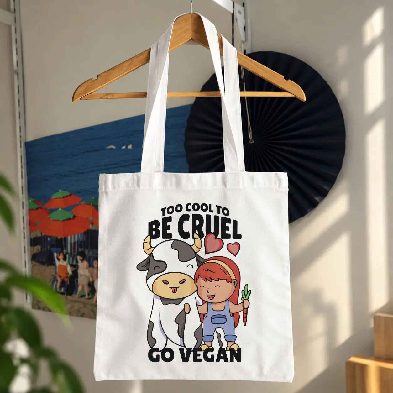 توت بگ طرح دختر و گاو گیاه‌خوار Go Vegan