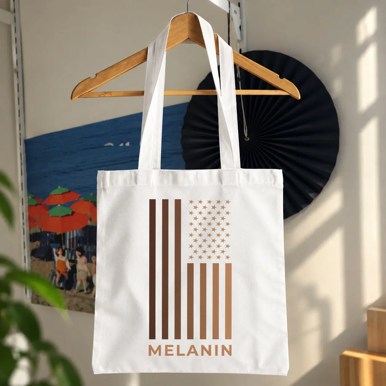 توت بگ طرح پرچم آمریکا با نوشته Melanin