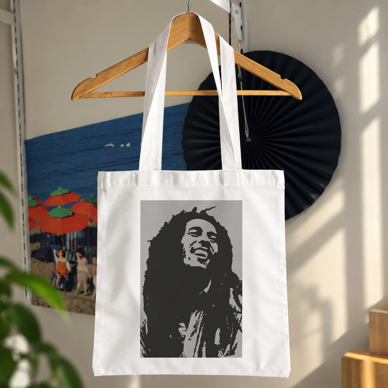 توت بگ باب مارلی طرح پرتره سیاه‌وسفید (Bob Marley)