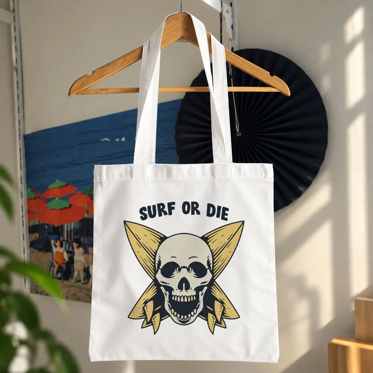 توت بگ موج‌سواری طرح جمجمه و Surf or Die کد 7725