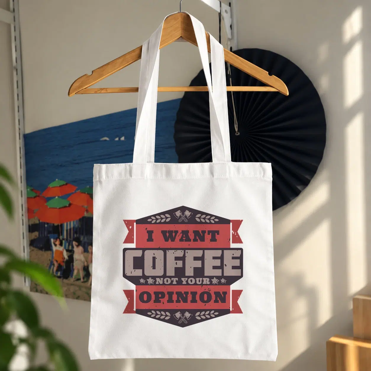 توت بگ قهوه طرح I Want Coffee Not Your Opinion