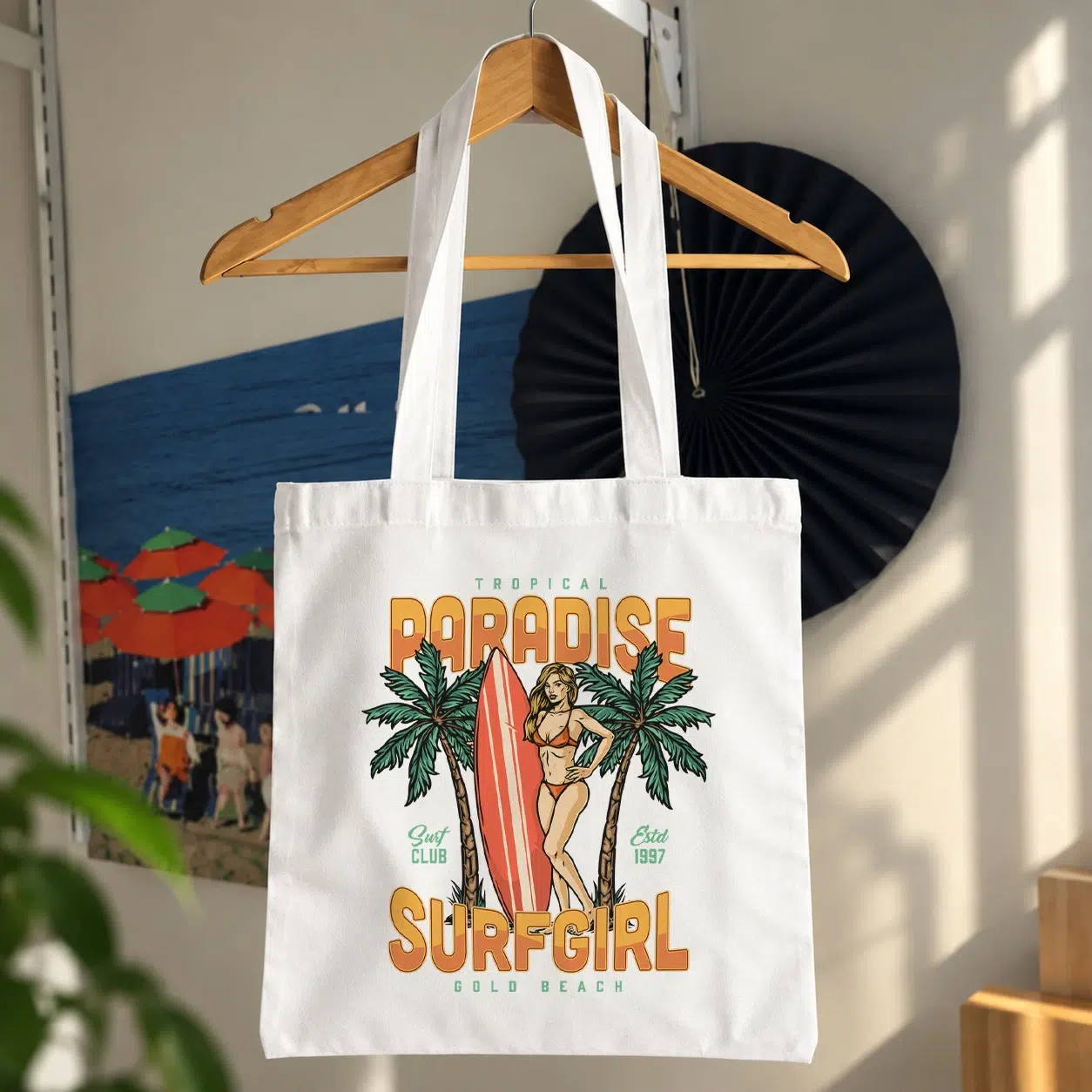 توت بگ تابستانی طرح Tropical Paradise Surfgirl