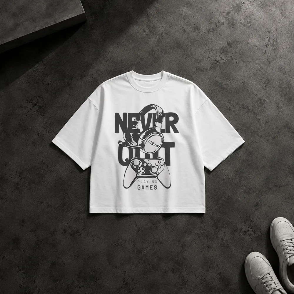 تیشرت باکسی گیمینگ طرح Never Quit Playing Games