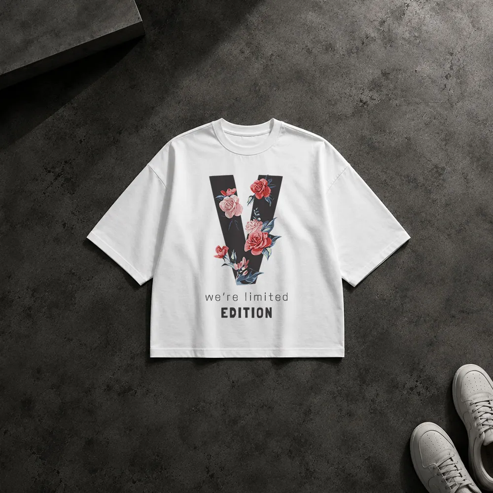 تیشرت باکسی گل رز طرح Limited Edition