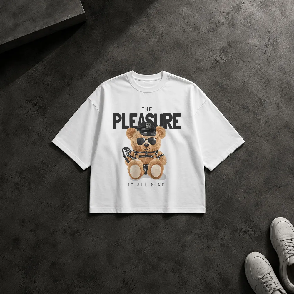 تیشرت باکسی خرس تدی طرح The Pleasure Is All Mine