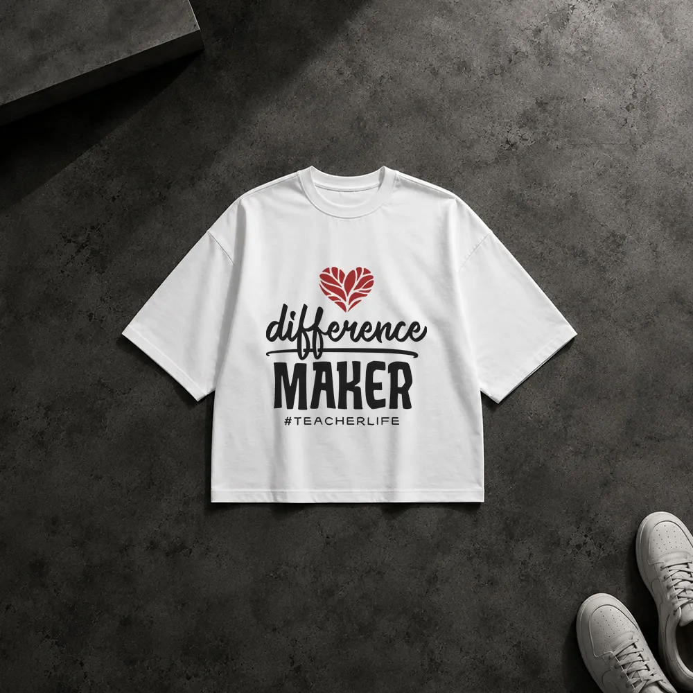 تیشرت باکسی تایپوگرافی Difference Maker Teacherlife