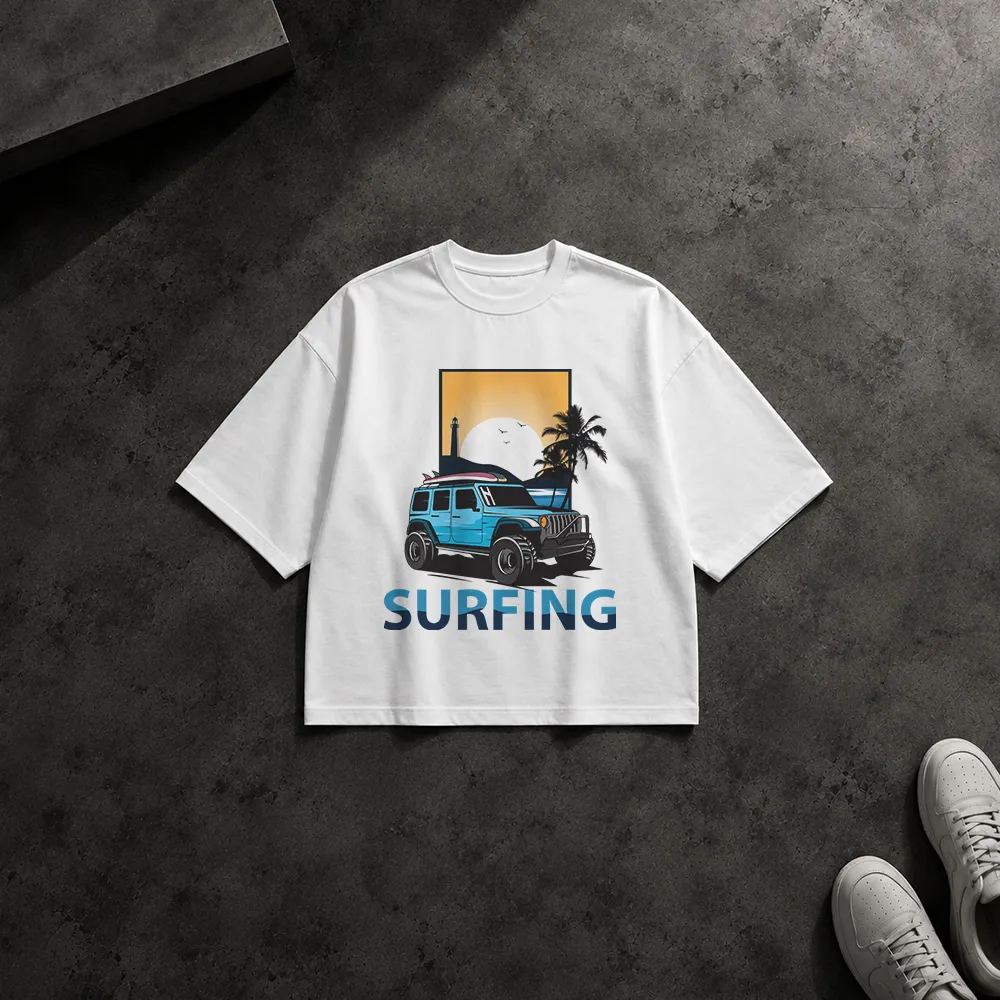 تیشرت باکسی ماشین طرح Surfing