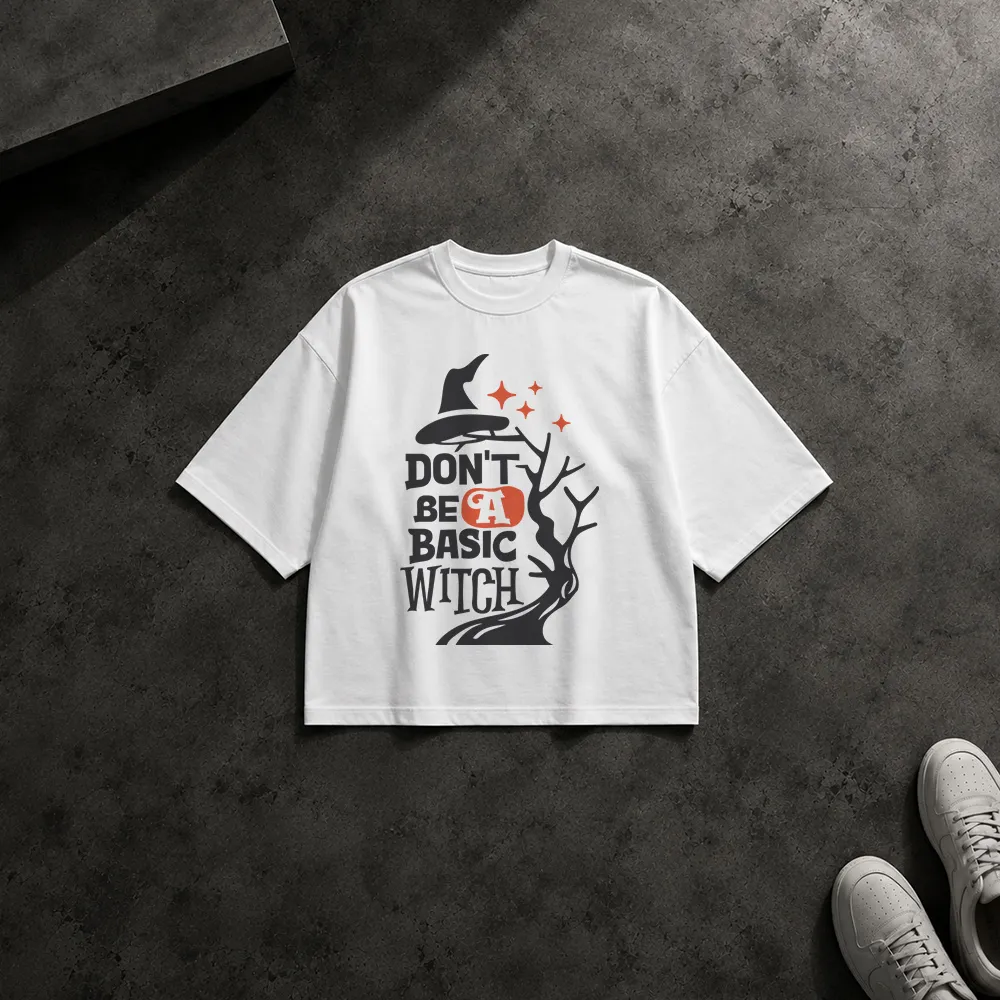 تیشرت باکسی هالووین طرح Don’t Be a Basic Witch