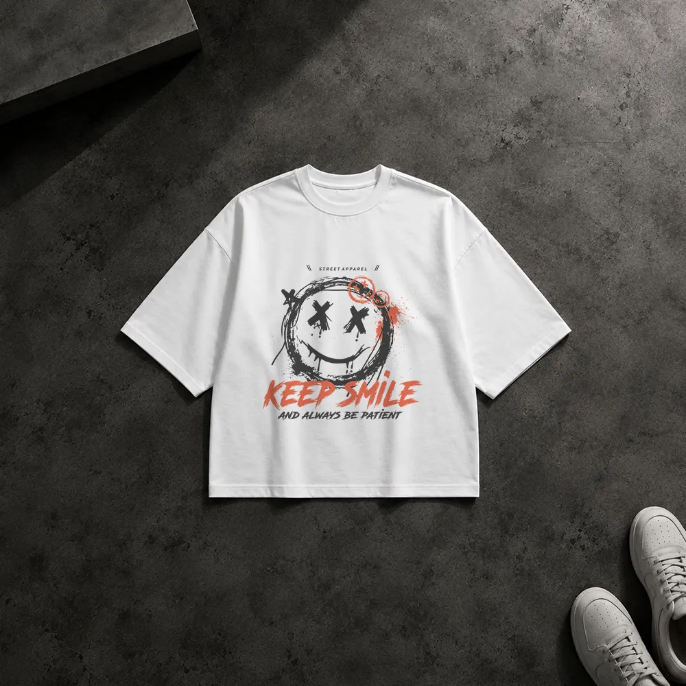 تیشرت باکسی استریت‌ویر طرح Keep Smile