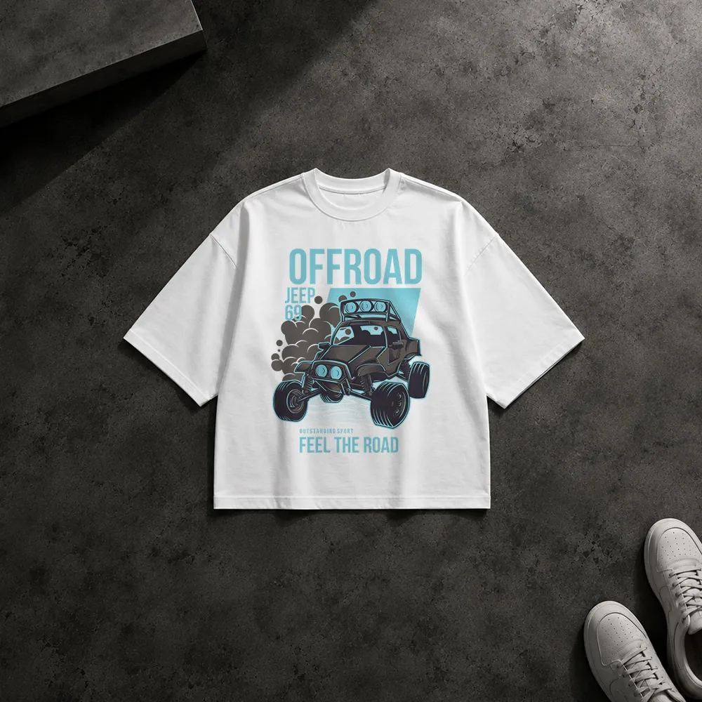 تیشرت باکسی جیپ آفرود طرح Feel the Road