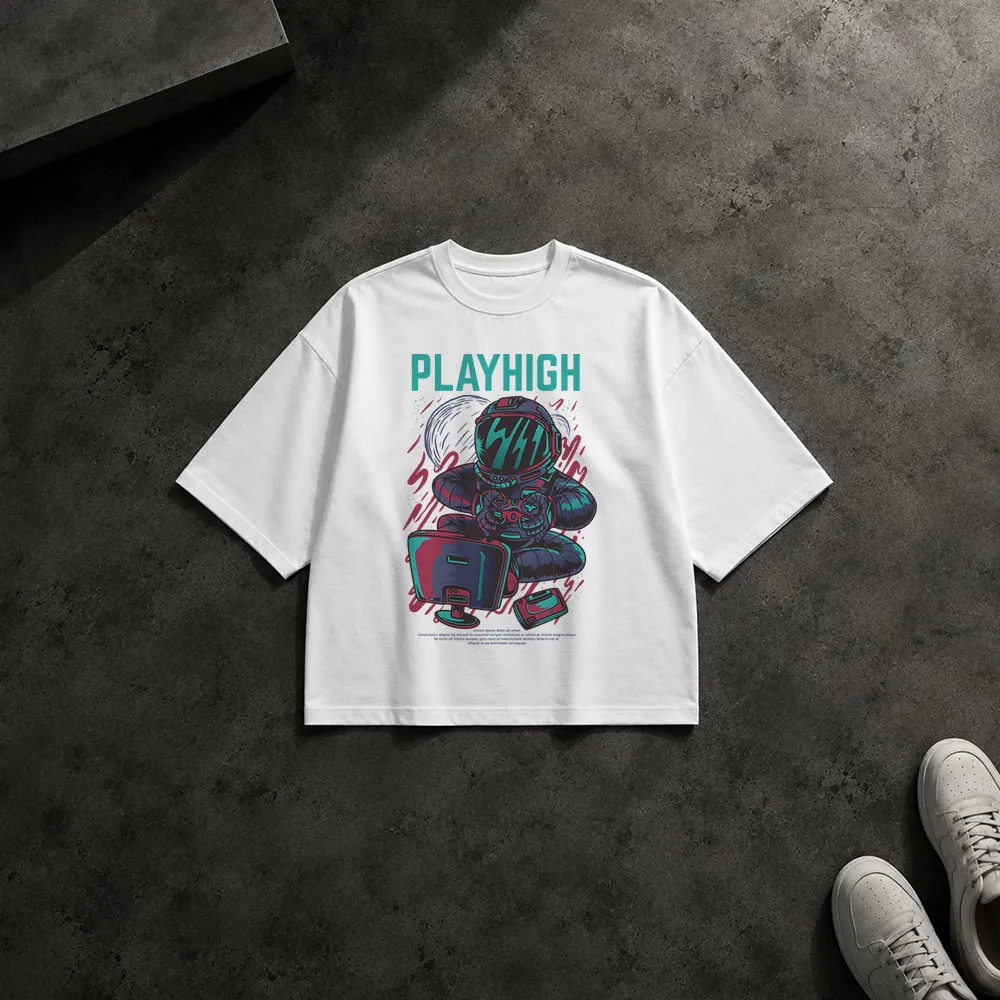 تیشرت باکسی گیمر طرح Play High