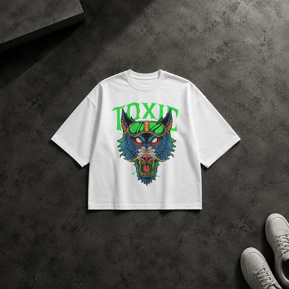 تیشرت باکسی گربه سامورایی طرح Toxic