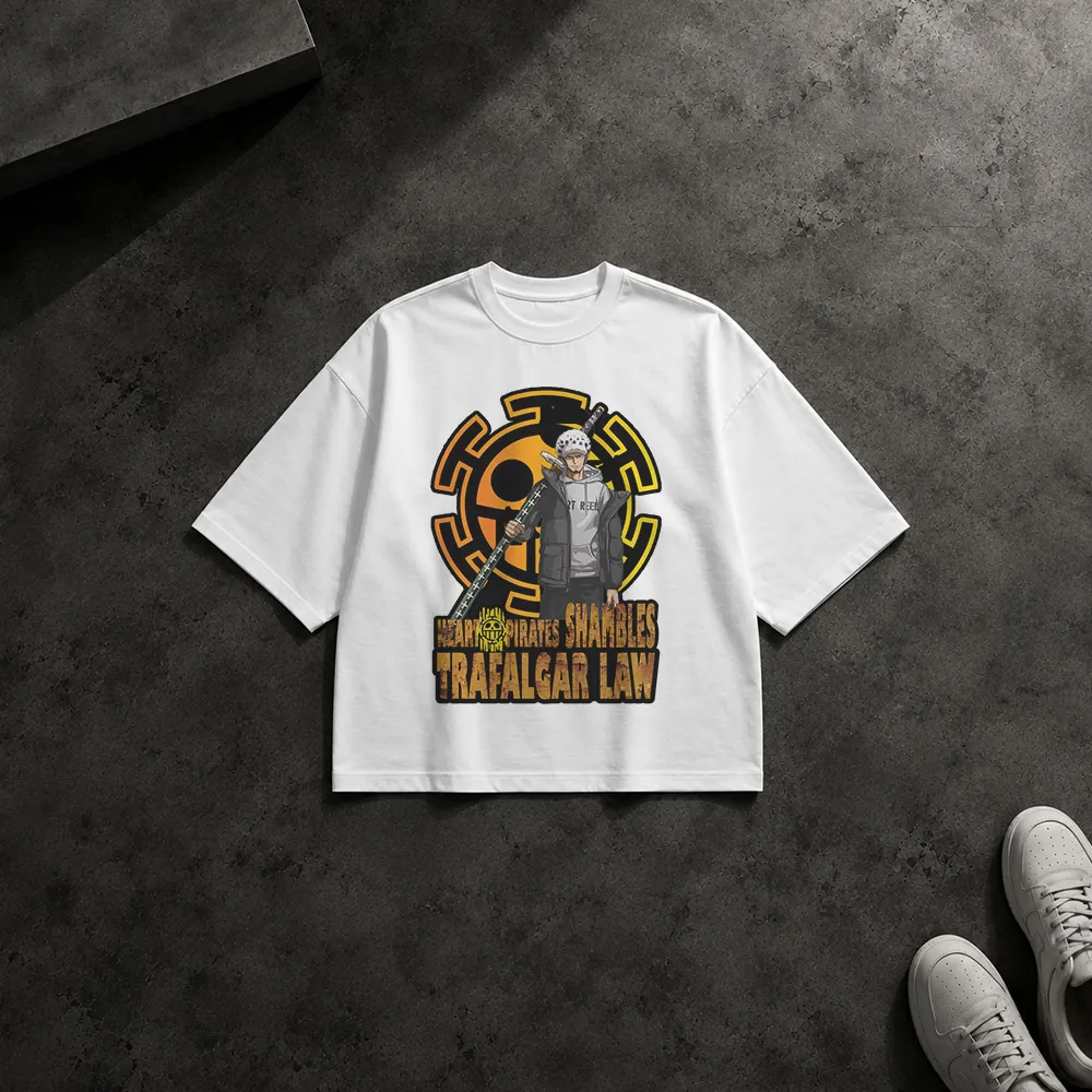 تیشرت باکسی انیمه وان پیس طرح ترافالگار لاو (Trafalgar Law)
