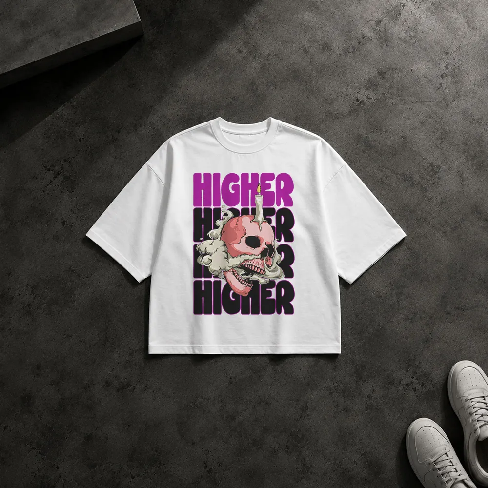 تیشرت باکسی جمجمه طرح Higher با سبک استریت‌ویر