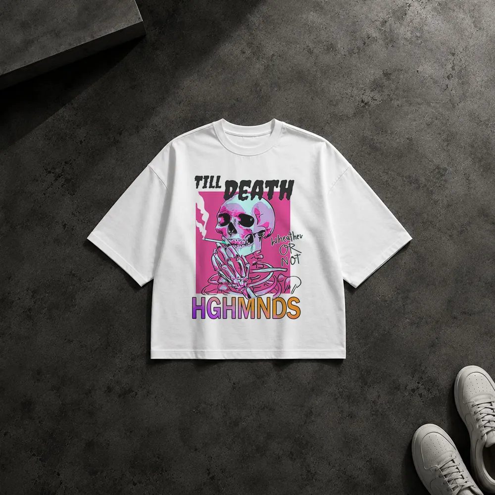 تیشرت باکسی اسکلت طرح Till Death و Higher Minds