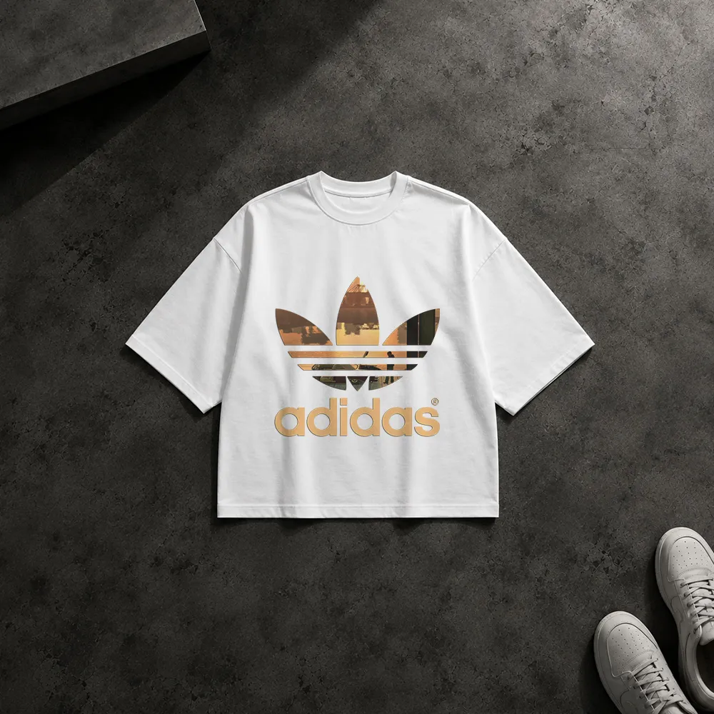 تیشرت باکسی آدیداس طرح لوگوی وینتیج طلایی (Adidas)