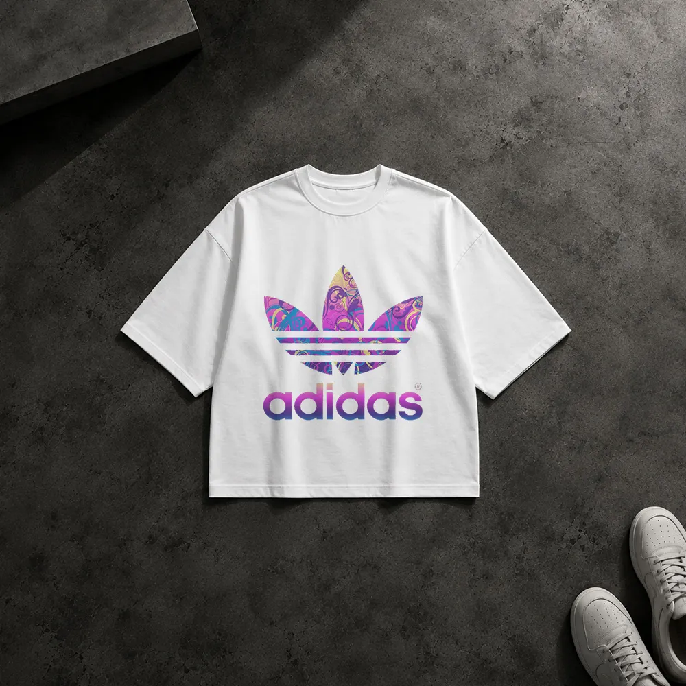 تیشرت باکسی آدیداس طرح لوگوی رنگارنگ هنری (Adidas)