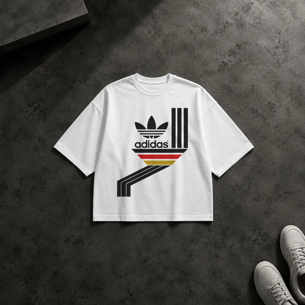 تیشرت باکسی آدیداس طرح لوگوی هندسی رترو (Adidas) کد 12187