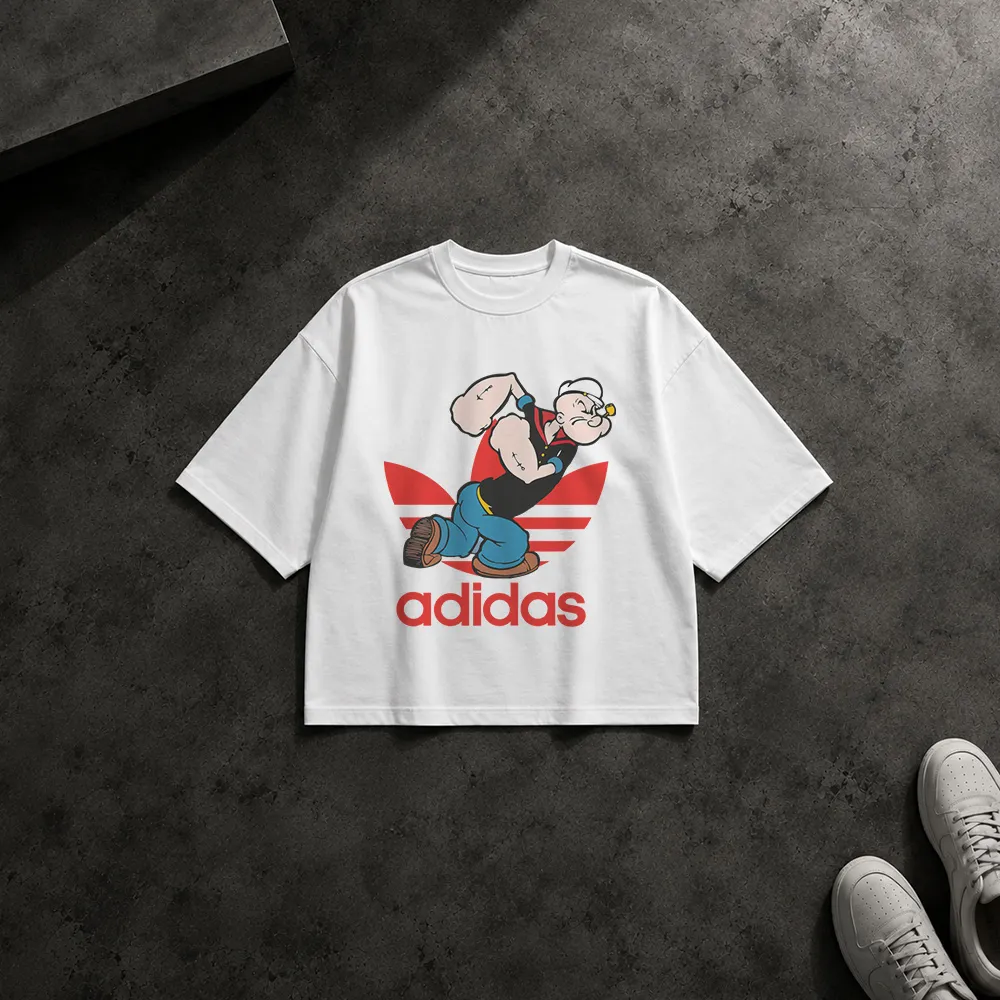 تیشرت باکسی ملوان زبل طرح آدیداس کارتونی (Popeye) کد 12205