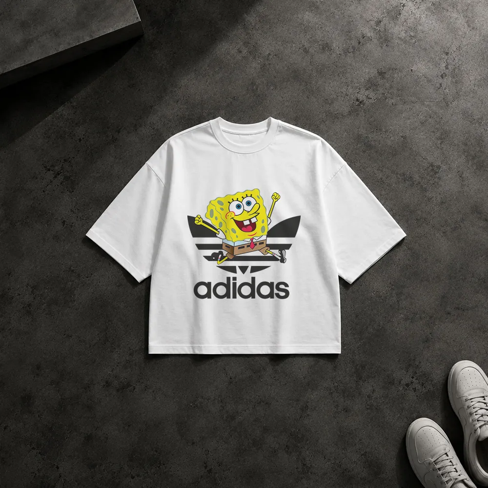 تیشرت باکسی باب اسفنجی طرح آدیداس کارتونی (SpongeBob)