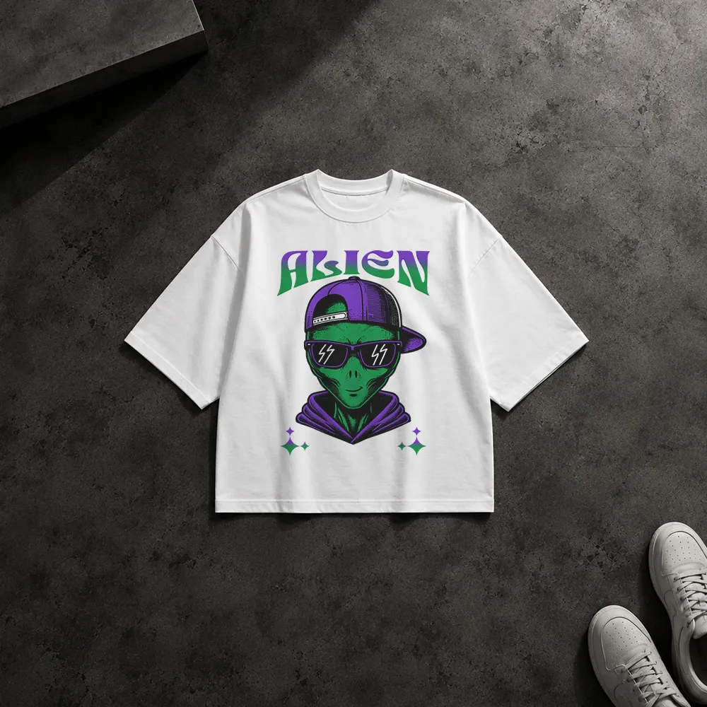 تیشرت باکسی بیگانه طرح کارتونی با کلاه (Alien)