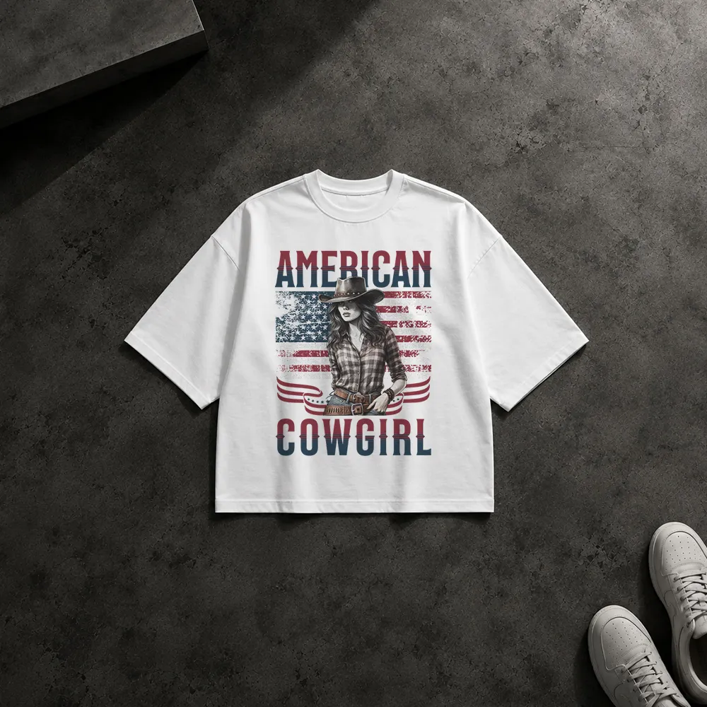 تیشرت باکسی کابوی طرح دختر کابوی آمریکایی (American Cowgirl)